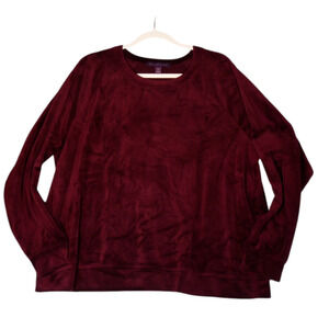 Gloria Vanderbilt Sweatshirt Women XXL Burgundy Athleisure Velour Soft Girl Cozy